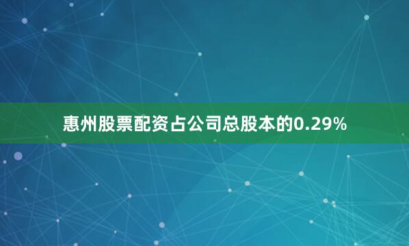 惠州股票配资占公司总股本的0.29%