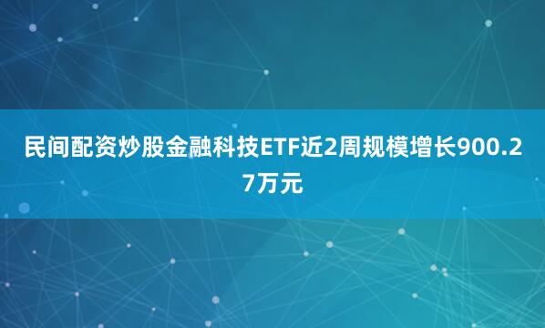 民间配资炒股金融科技ETF近2周规模增长900.27万元