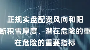 正规实盘配资风向和阳光是判断积雪厚度、潜在危险的重要指标