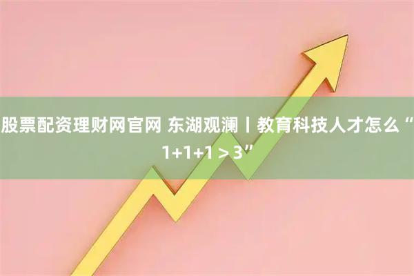 股票配资理财网官网 东湖观澜丨教育科技人才怎么“1+1+1＞3”